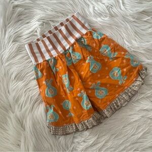 Persnickety Pull On Pear Orange Shorts size 7 Cotton Ruffle